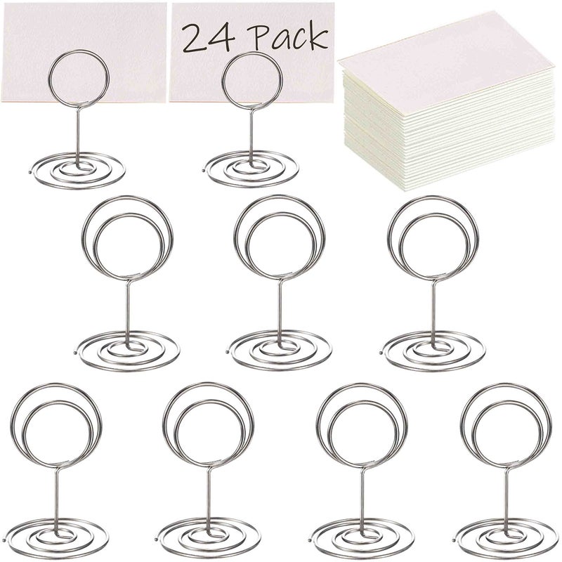 Toncoo 24 Pcs Premium Mini Place Card Holders and 24 Pcs Place Cards, Small Table Card Holder, Cute Table Number Holders, Photo Picture Holders for Centerpieces, Wedding, Party, Birthday - Image 1